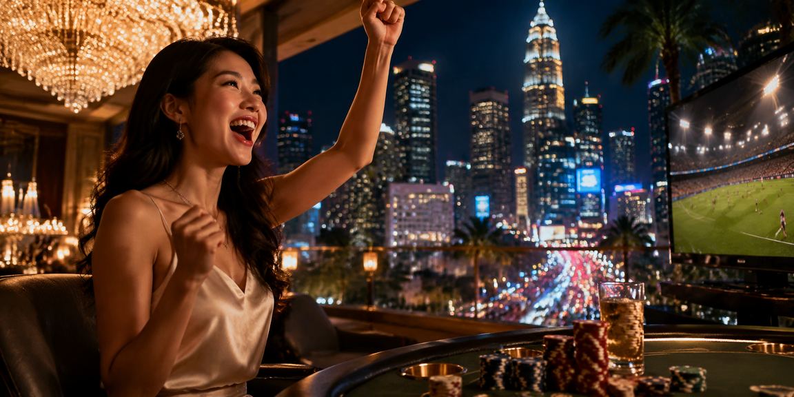 Pemain di Kuala Lumpur bermain permainan meja kasino melalui telefon pintar